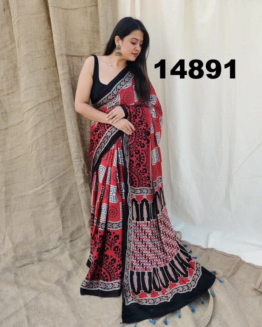 Red Digital Print Original Japan Satin (Devsena satin)