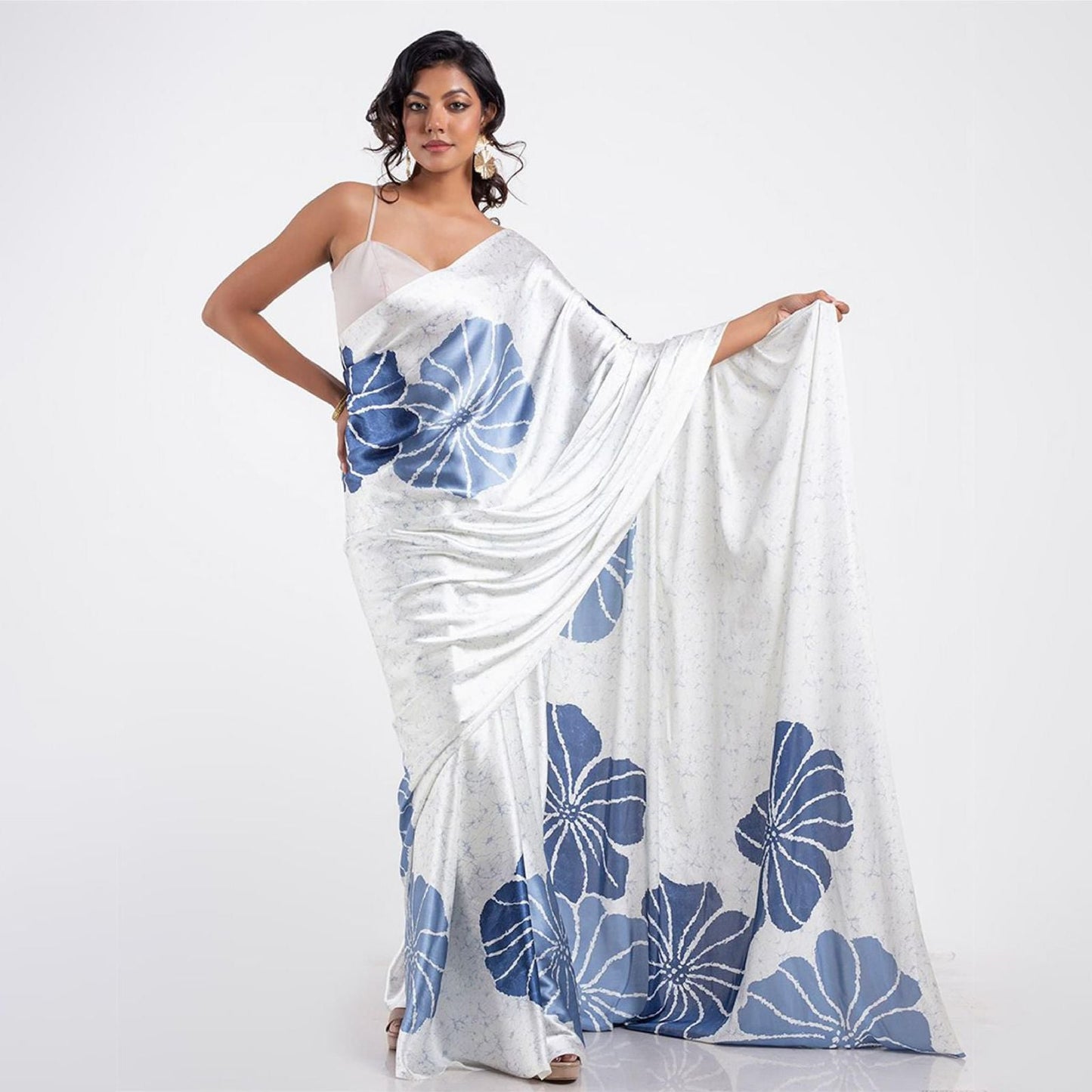 Big Flower Digital Printed Original Japan Satin (Devsena satin)