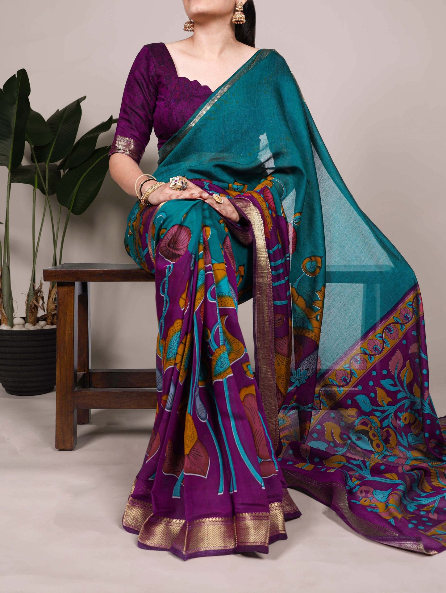 Chanderi Silk Saree For Women | Blooming Floral Design Soft Touch