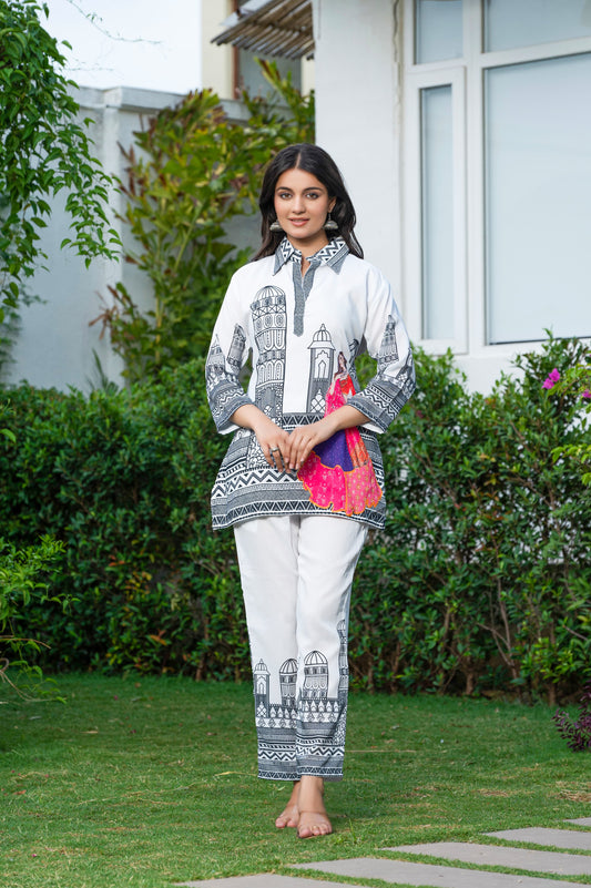 Digital Printed Premium Maslin Cord Set for Woman