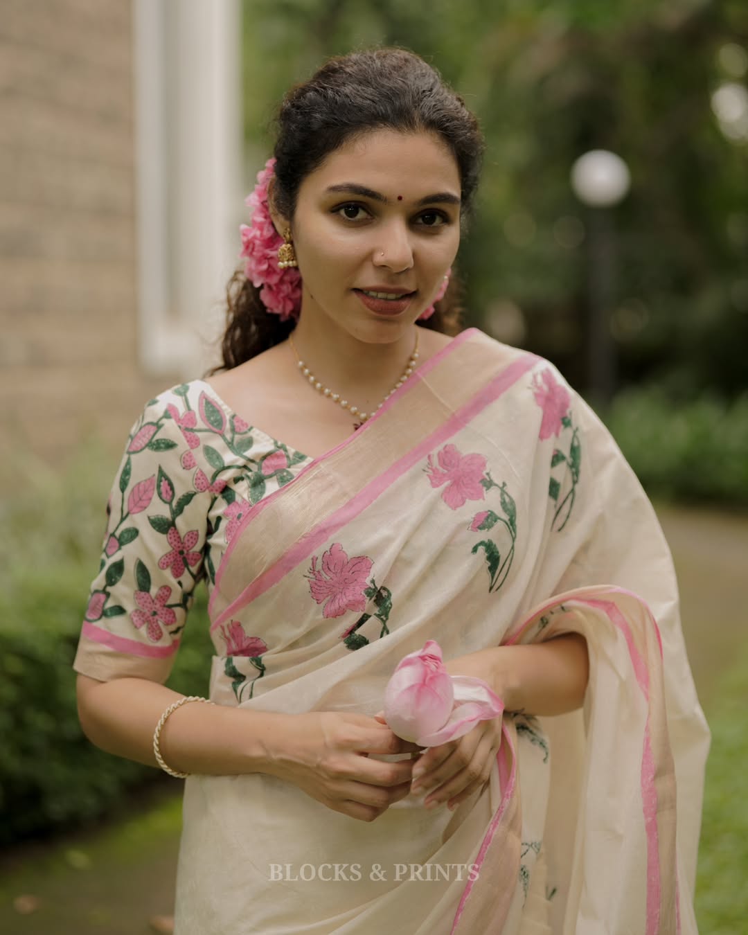 Cream Digital Print Original Japan Satin (Devsena satin)