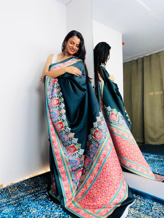 Kashmiri Pashmina Inspired Digital Print Original Japan Satin (Devsena satin)