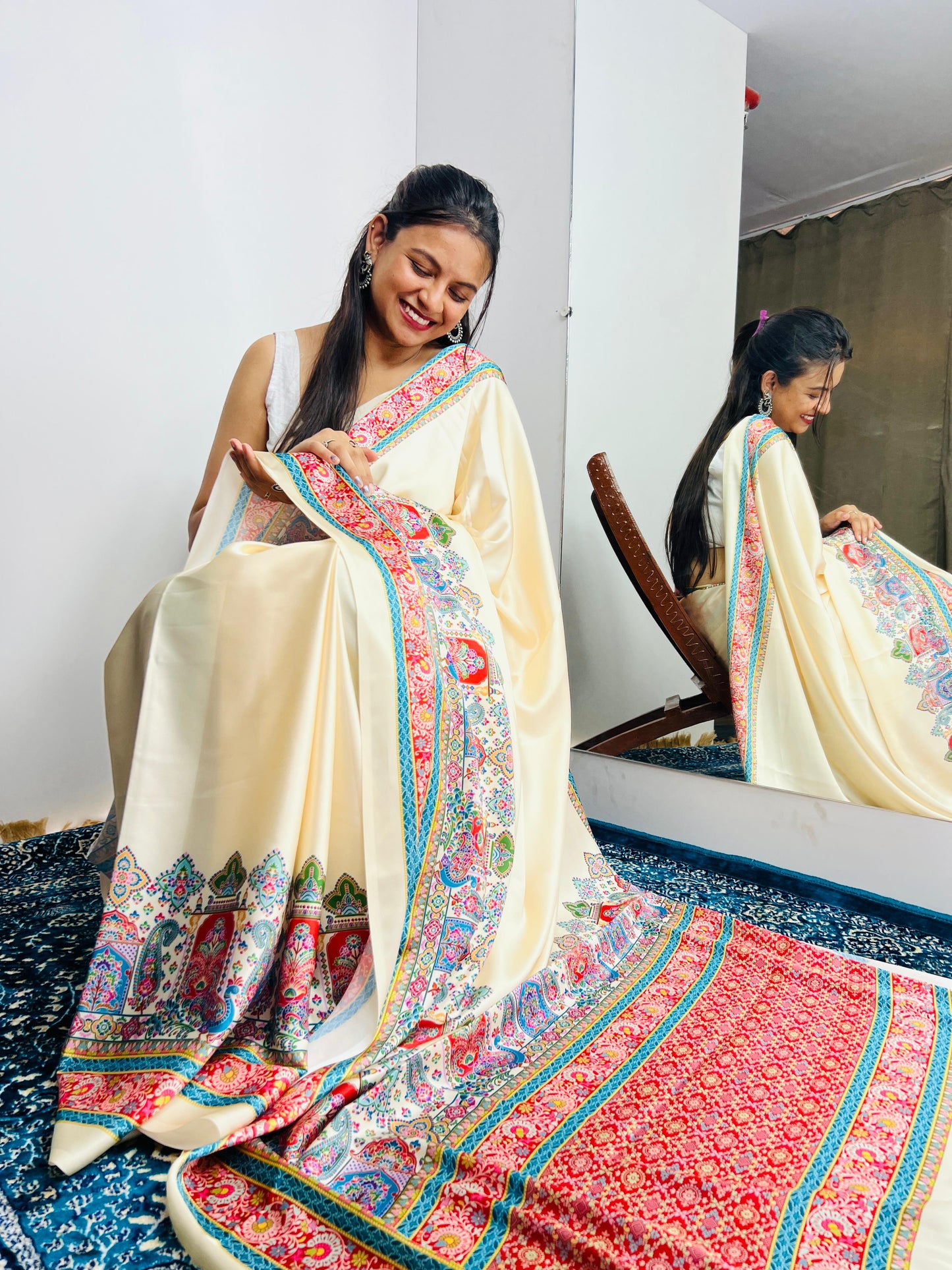 Kashmiri Pashmina Inspired Digital Print Original Japan Satin (Devsena satin)