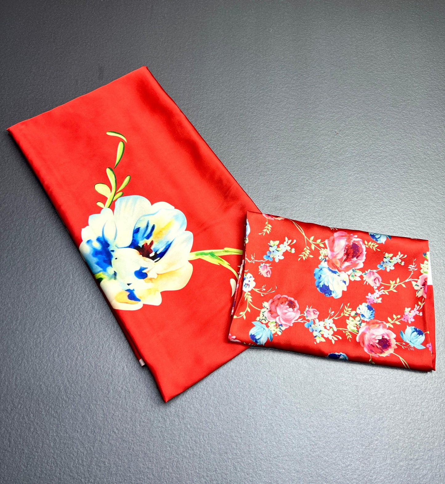 Firozi Floral Digital Printed  Original Japan Satin (Devsena satin)