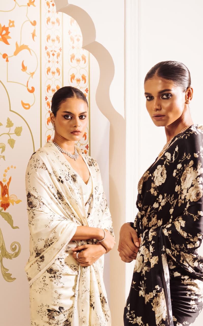 Digital Printed Premium Floral Original Japan Satin Saree