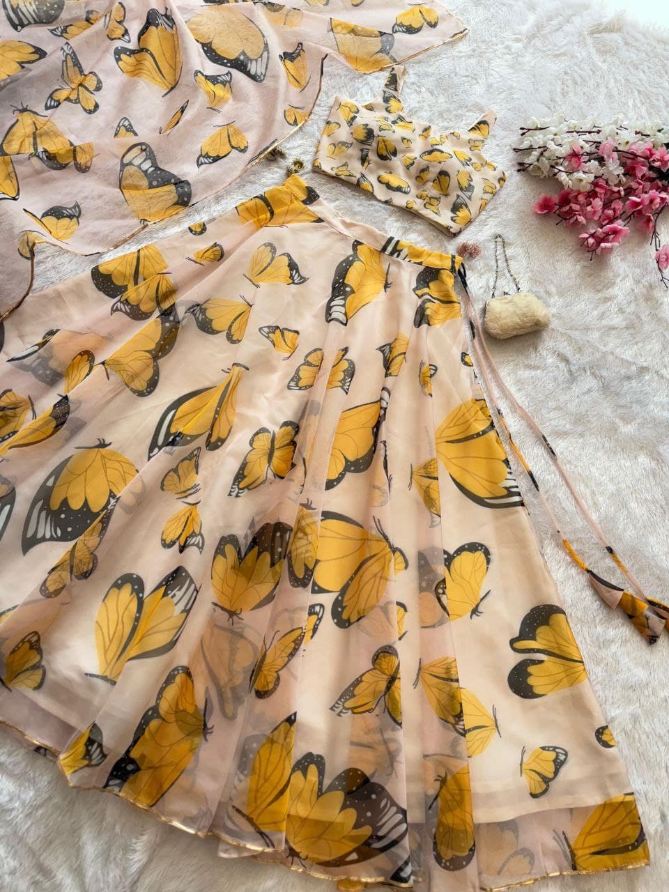 GOWN-Pure organza silk digital printed