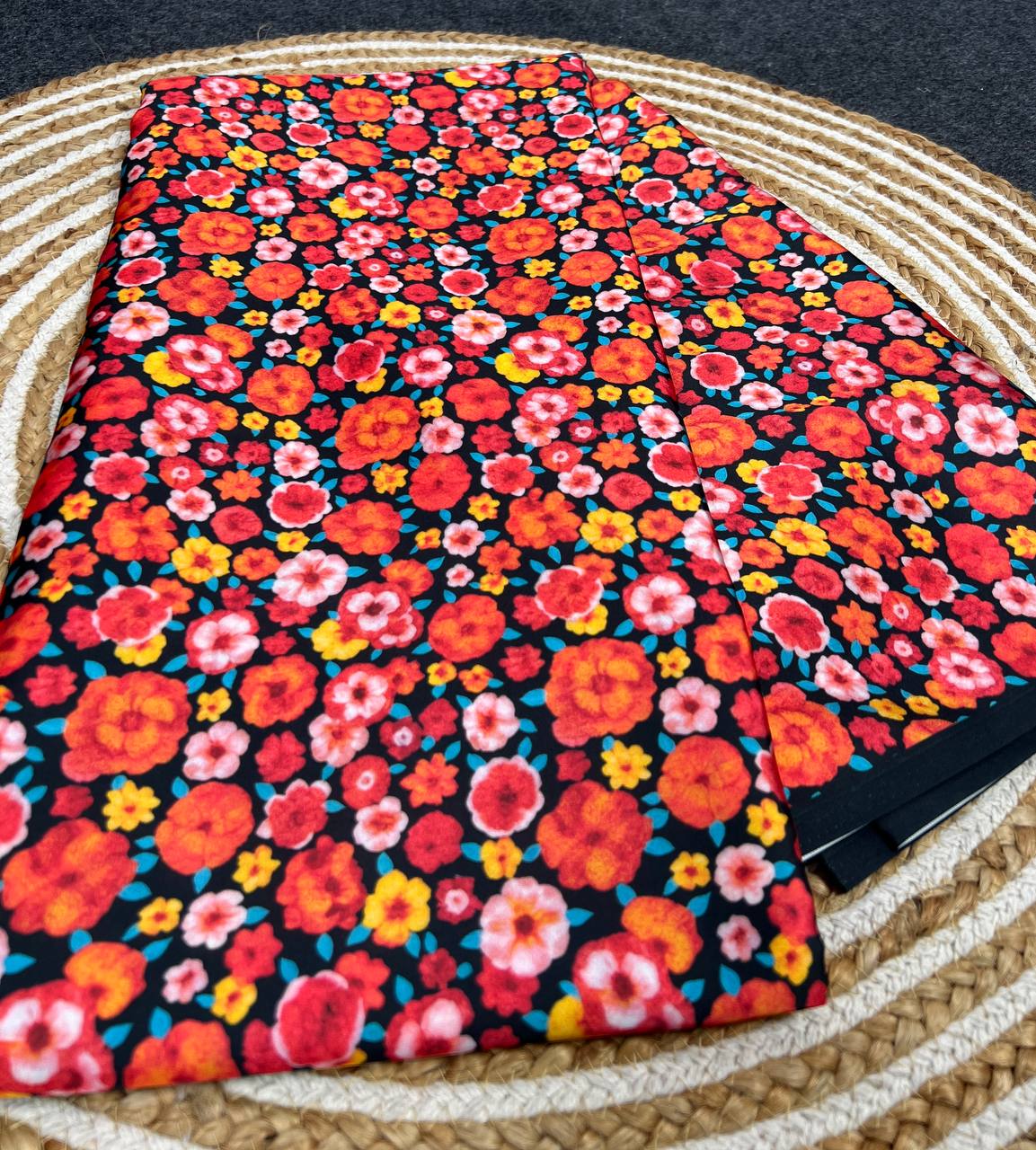 Floral Digital Print Saree Original Japan Satin (Devsena satin)